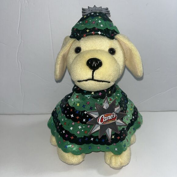 Raising Canes Rockefeller Tree Plush Puppy Dog Stuffed Animal Christmas 2023 NWT - Picture 1 of 11